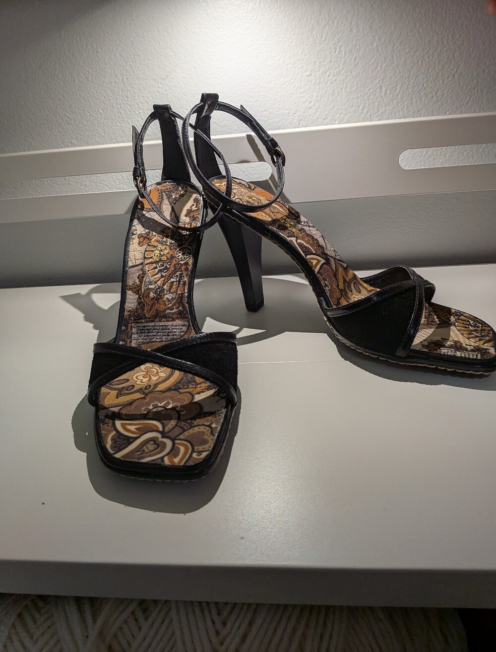 Y2K Bruno Valenti Strappy Black Heels (Size 8)